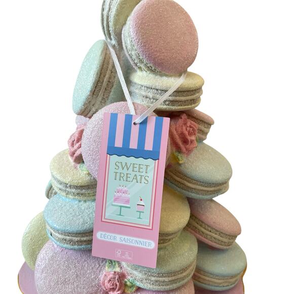Sweet Treats Pastel Macarons on a Pedestal Stand 16in Easter Holiday Decor NEW - Picture 9 of 15